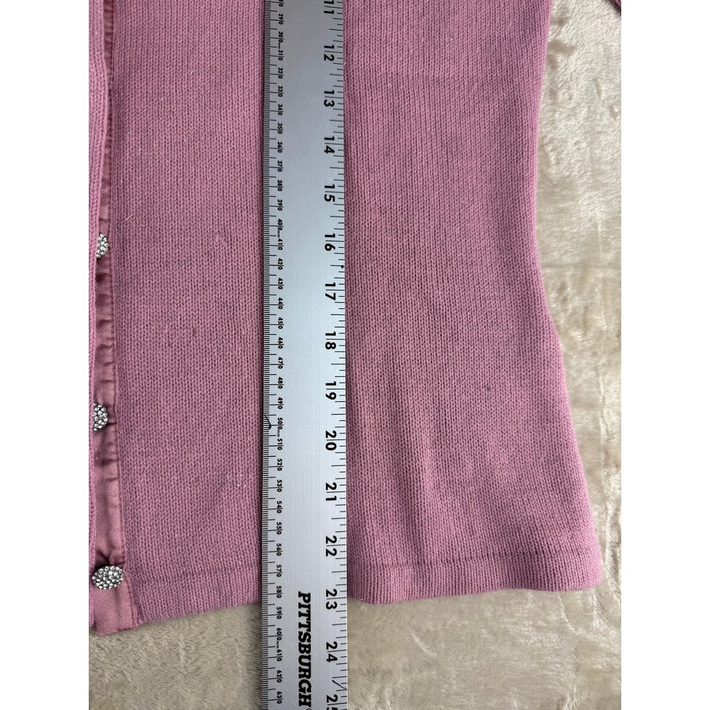 Nordstrom Pink Beaded Floral Cardigan Sweater Metallic Shimmer Rhinestone Large - Picture 11 of 17